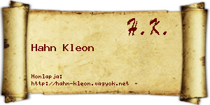Hahn Kleon névjegykártya